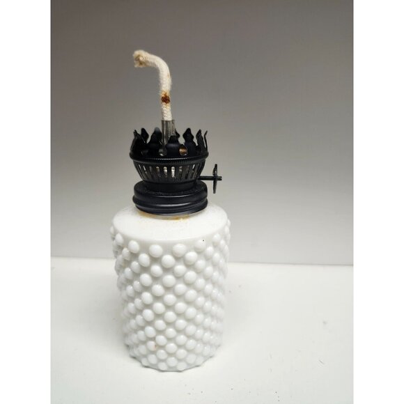 Heisey Milk Glass Hobnail Small Kerosene Oil Lamp 5” Vintage - Picture 4 of 7